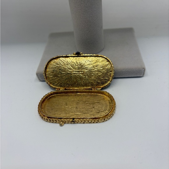 Vintage Estee Lauder Blue Enamel Victorian Couple Cameo Solid Perfume Holder - Picture 7 of 8